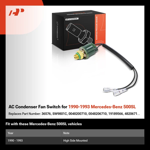AC Condenser Fan Switch for 1990-1993 Mercedes-Benz 500SL