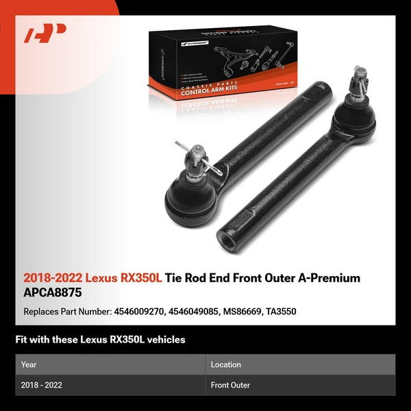 2018-2022 Lexus RX350L Tie Rod End Front Outer A-Premium APCA8875