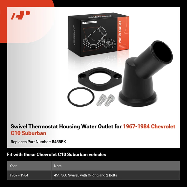 Swivel Thermostat Housing Water Outlet for 1967-1984 Chevrolet C10 Suburban
