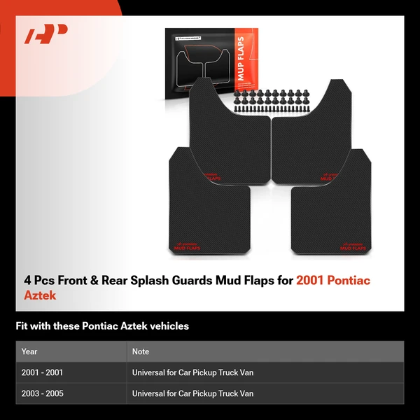 4 Pcs Front & Rear Splash Guards Mud Flaps for 2001 Pontiac Aztek