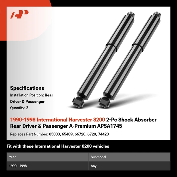 1990-1998 International Harvester 8200 2-Pc Shock Absorber Rear Driver & Passenger A-Premium APSA1745