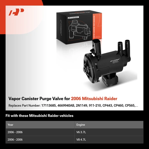 Vapor Canister Purge Valve for 2006 Mitsubishi Raider