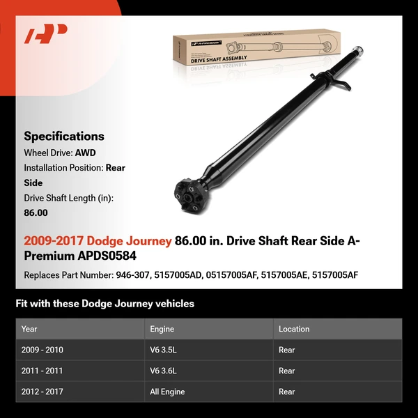 2009-2017 Dodge Journey 86.00 in. Drive Shaft Rear Side A-Premium APDS0584