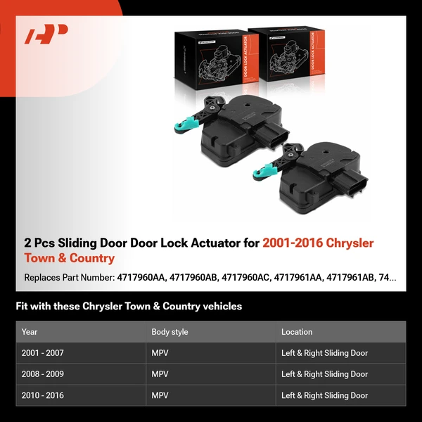 2 Pcs Sliding Door Door Lock Actuator for 2001-2016 Chrysler Town & Country