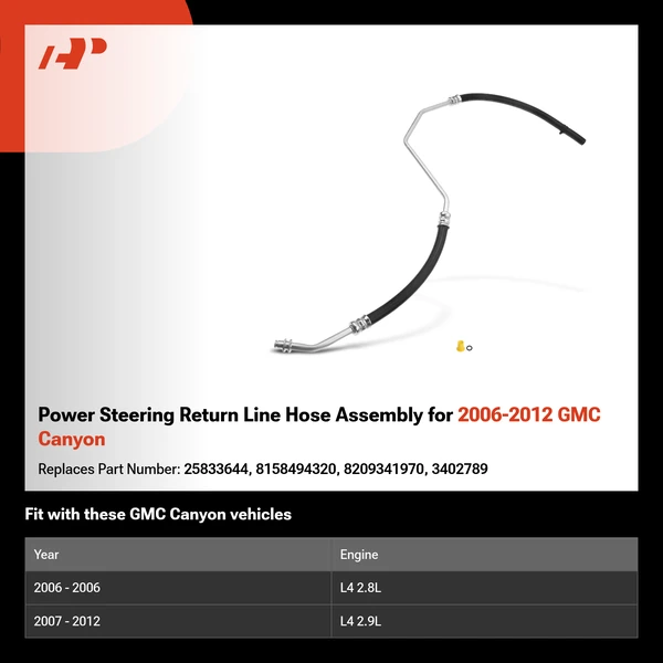 Power Steering Return Line Hose Assembly for 2006-2012 GMC Canyon