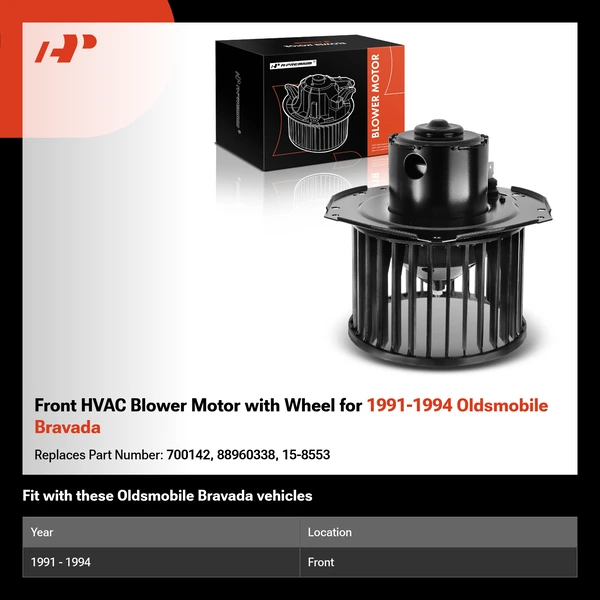 Front HVAC Blower Motor with Wheel for 1991-1994 Oldsmobile Bravada