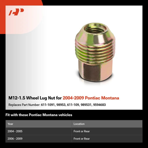 M12-1.5 Wheel Lug Nut for 2004-2009 Pontiac Montana