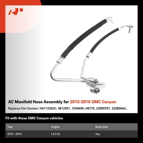 AC Manifold Hose Assembly for 2015-2016 GMC Canyon