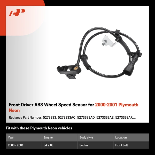 Front Driver ABS Wheel Speed Sensor for 2000-2001 Plymouth Neon