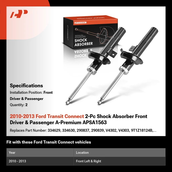 2010-2013 Ford Transit Connect 2-Pc Shock Absorber Front Driver & Passenger A-Premium APSA1563