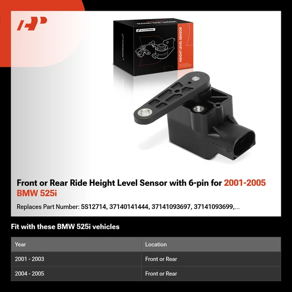Front or Rear Ride Height Level Sensor with 6-pin for 2001-2005 BMW 525i