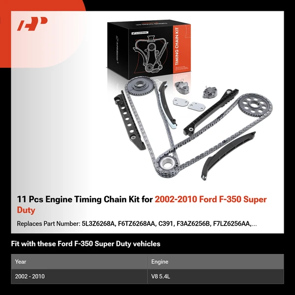 11 Pcs Engine Timing Chain Kit for 2002-2010 Ford F-350 Super Duty