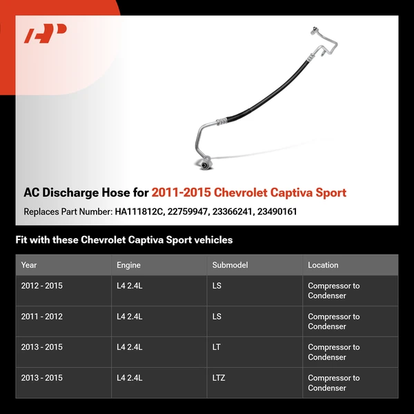 AC Discharge Hose for 2011-2015 Chevrolet Captiva Sport