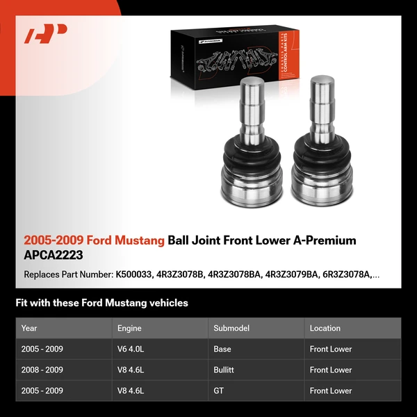2005-2009 Ford Mustang Ball Joint Front Lower A-Premium APCA2223