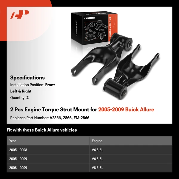 2 Pcs Engine Torque Strut Mount for 2005-2009 Buick Allure