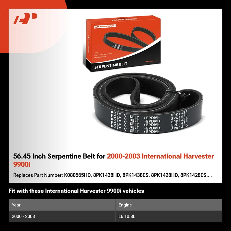 56.45 Inch Serpentine Belt for 2000-2003 International Harvester 9900i