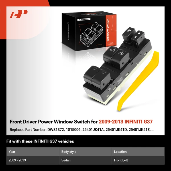 Front Driver Power Window Switch for 2009-2013 INFINITI G37