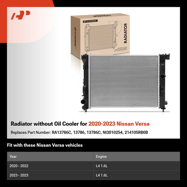 Radiator without Oil Cooler for 2020-2023 Nissan Versa