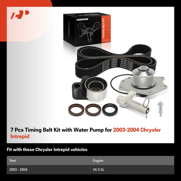 7 Pcs Timing Belt Kit with Water Pump for 2003-2004 Chrysler Intrepid