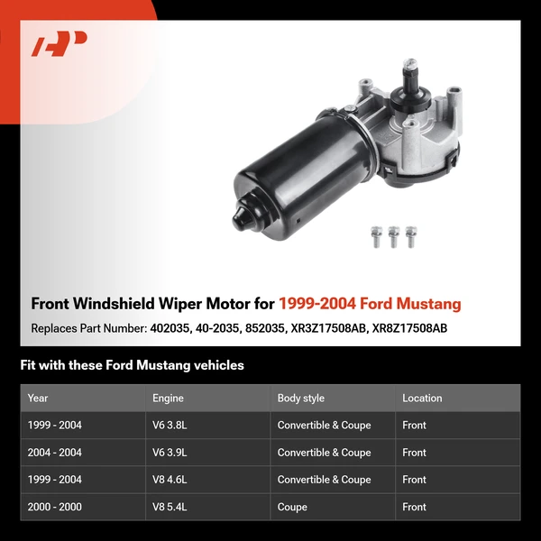 Front Windshield Wiper Motor for 1999-2004 Ford Mustang