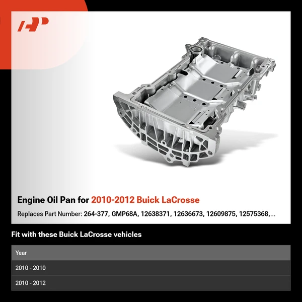 Engine Oil Pan for 2010-2012 Buick LaCrosse