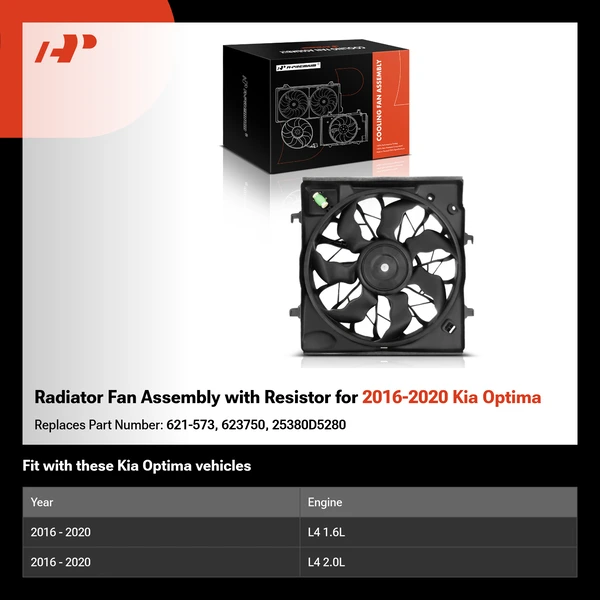 Radiator Fan Assembly with Resistor  for 2016-2020 Kia Optima