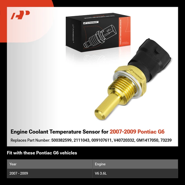 Engine Coolant Temperature Sensor for 2007-2009 Pontiac G6