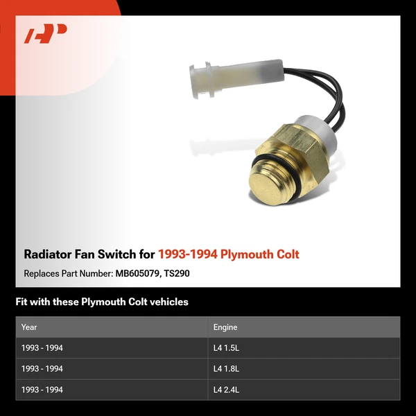 Radiator Fan Switch for 1993-1994 Plymouth Colt