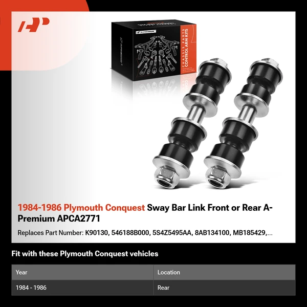 1984-1986 Plymouth Conquest Sway Bar Link Front or Rear A-Premium APCA2771