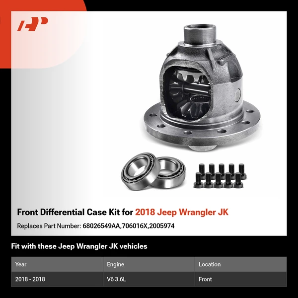 Front Differential Case Kit for 2018 Jeep Wrangler JK