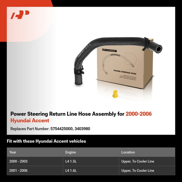 Power Steering Return Line Hose Assembly for 2000-2006 Hyundai Accent