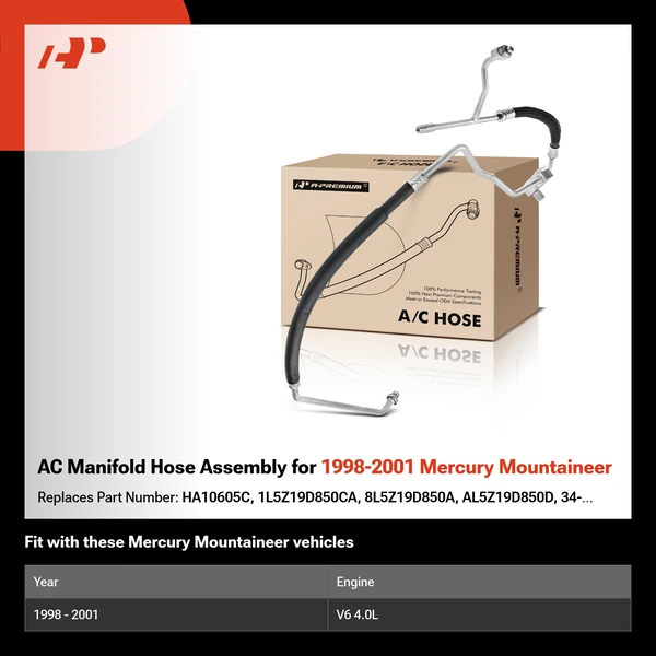 AC Manifold Hose Assembly for 1998-2001 Mercury Mountaineer