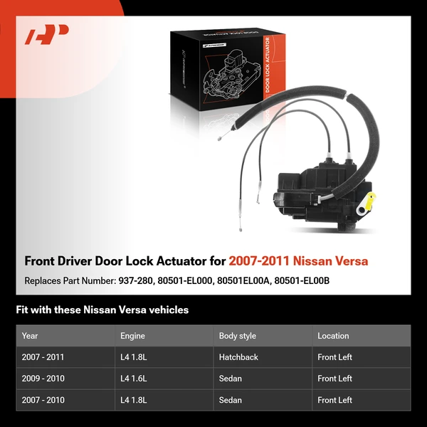 Front Driver Door Lock Actuator for 2007-2011 Nissan Versa