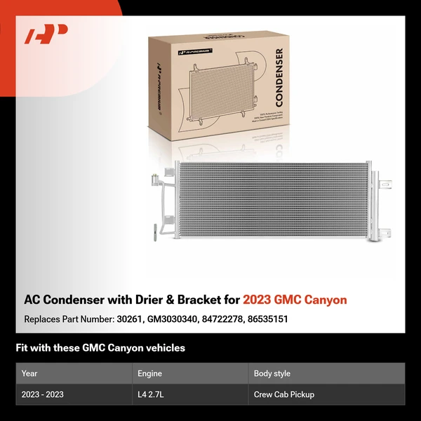 AC Condenser with Drier & Bracket for 2023 GMC Canyon
