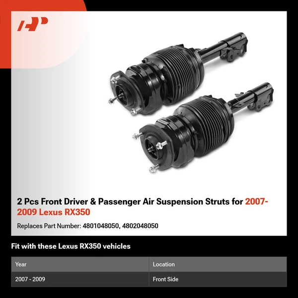 2 Pcs Front Driver & Passenger Air Suspension Struts for 2007-2009 Lexus RX350