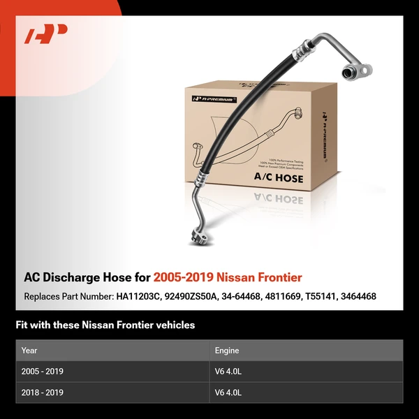 AC Discharge Hose for 2005-2019 Nissan Frontier