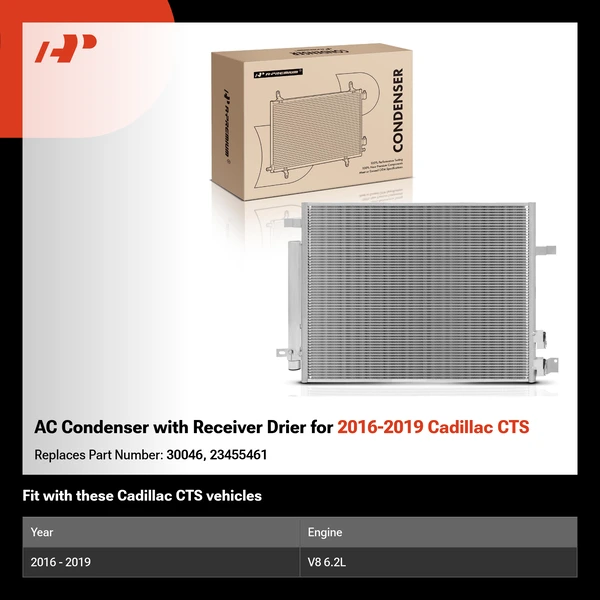 AC Condenser with Receiver Drier for 2016-2019 Cadillac CTS