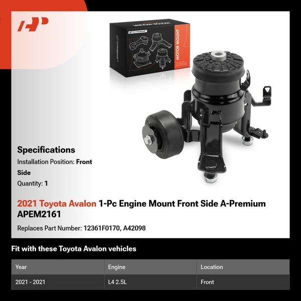2021 Toyota Avalon 1-Pc Engine Mount Front Side A-Premium APEM2161