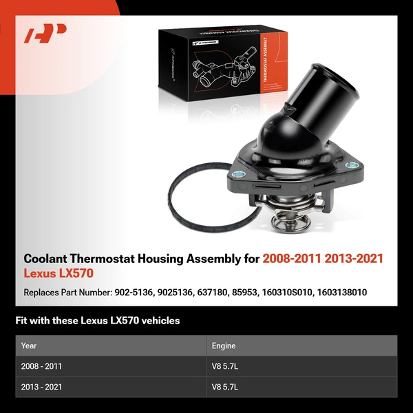 Coolant Thermostat Housing Assembly for 2008-2011 2013-2021 Lexus LX570