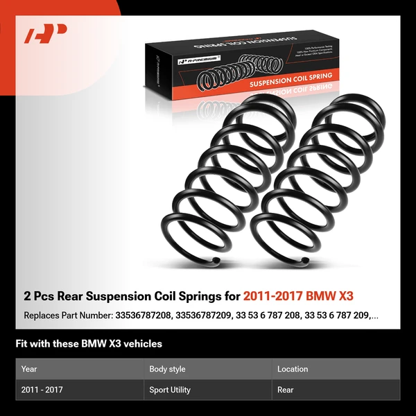2 Pcs Rear Suspension Coil Springs for 2011-2017 BMW X3