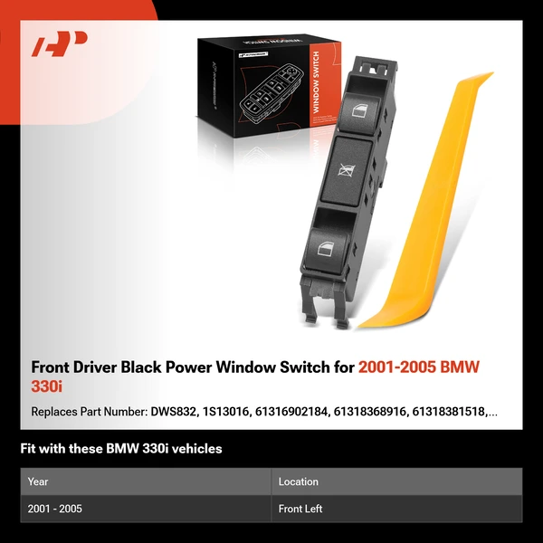 Front Driver Black Power Window Switch for 2001-2005 BMW 330i