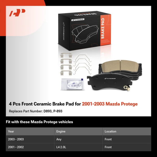 4 Pcs Front Ceramic Brake Pad for 2001-2003 Mazda Protege