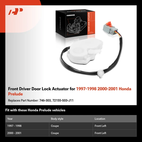 Front Driver Door Lock Actuator for 1997-1998 2000-2001 Honda Prelude