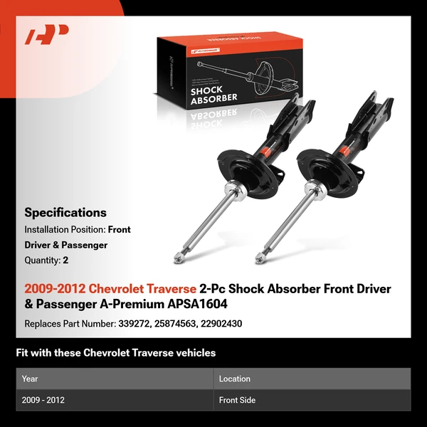 2009-2012 Chevrolet Traverse 2-Pc Shock Absorber Front Driver & Passenger A-Premium APSA1604