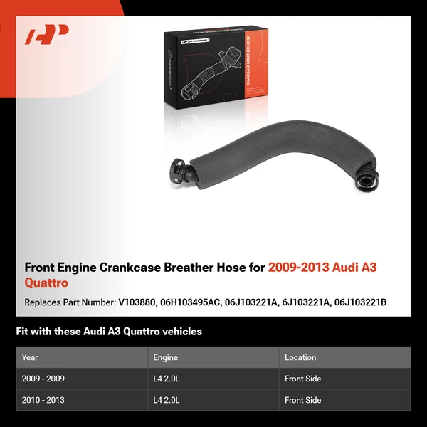 Front Engine Crankcase Breather Hose for 2009-2013 Audi A3 Quattro