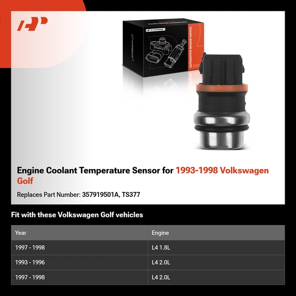 Engine Coolant Temperature Sensor for 1993-1998 Volkswagen Golf
