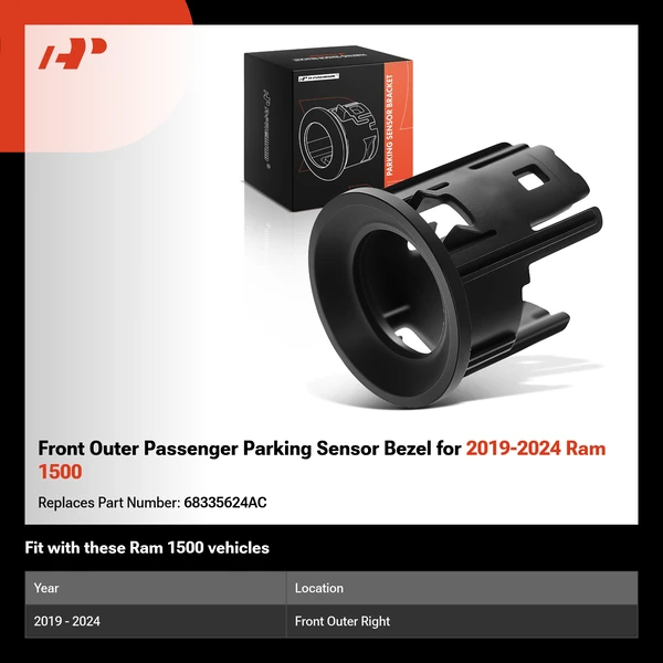 Front Outer Passenger Parking Sensor Bezel for 2019-2024 Ram 1500