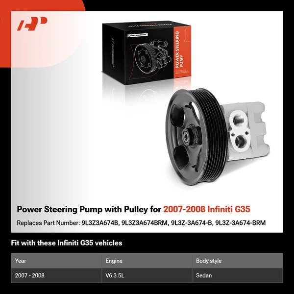 Power Steering Pump with Pulley for 2007-2008 Infiniti G35