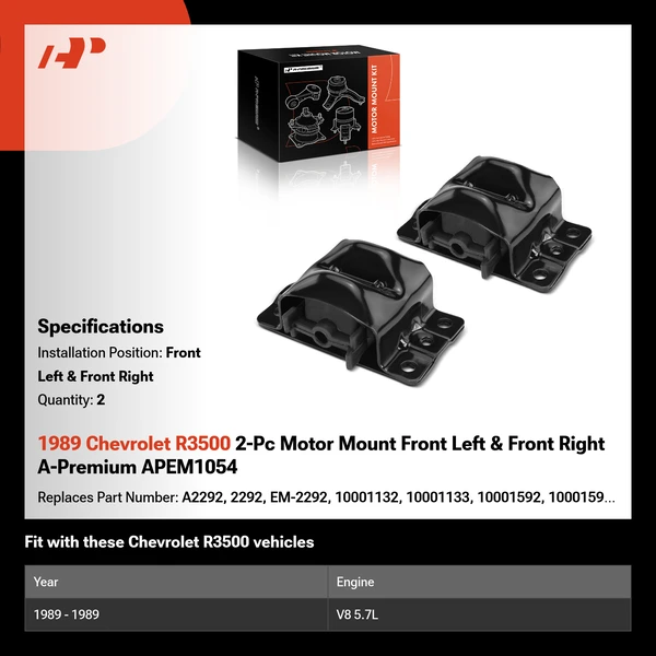 1989 Chevrolet R3500 2-Pc Motor Mount Front Left & Front Right A-Premium APEM1054