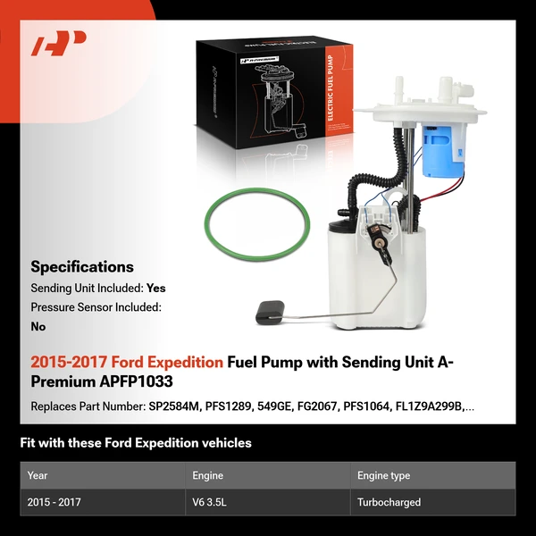 2015-2017 Ford Expedition Fuel Pump with Sending Unit A-Premium APFP1033